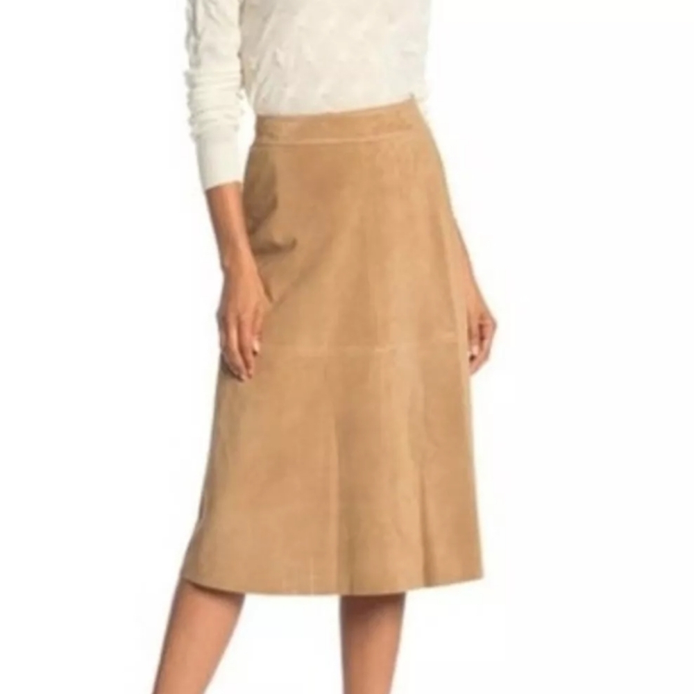 Theory Tan Midi Skirt